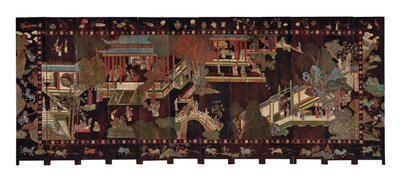12-kertainen coromandel-seinä, 1700-luku tekijältä Qing Dynasty Chinese School