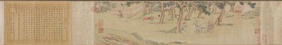 Zhao Mengfu kirjoittaa sydämen Hridaya Sutraa vaihdossa teetä vastaan, 1542-43. tekijältä Qiu Ying