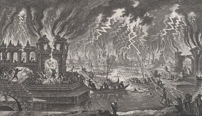 Näkymä tulipalosta, 1700-luku. tekijältä Quentin Pierre Chedel