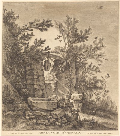Lintujen juomapaikka tekijältä Quentin Pierre Chedel after François Boucher
