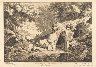 Näkymä eräistä yksinäisistä Thebaiden luolista tekijältä Quentin Pierre Chedel after François Boucher