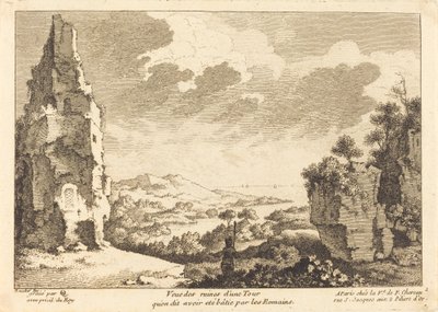 Näkymä roomalaisten rakentaman tornin raunioista tekijältä Quentin Pierre Chedel after François Boucher