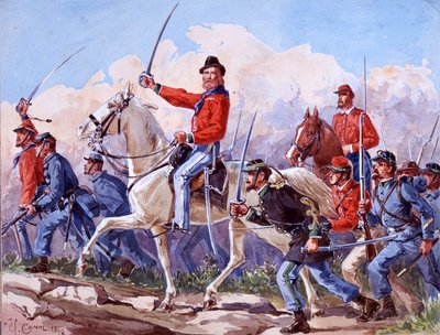 Risorgimento: Giuseppe Garibaldin (1807-1882) joukot marssivat Roomaan. Akvarelli Quinto Cenni 1892 tekijältä Quinto Cenni