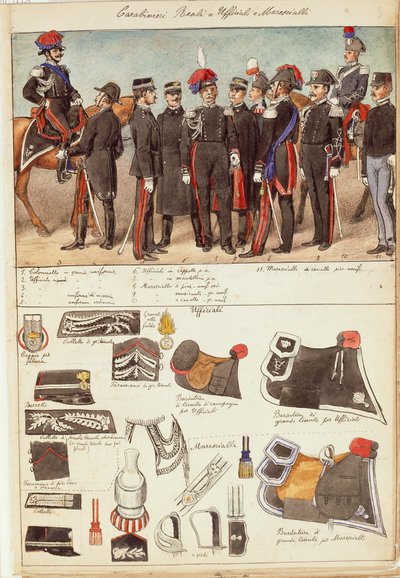 Royal Carabinierien, Italian kuningaskunnan upseerien ja aliupseerien univormut, värikilpi Quinto Cenni tekijältä Quinto Cenni