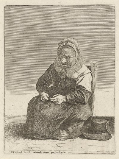 Vanha nainen, jolla on rukous Täysivaltaiset maanviljelijät (sarjan nimi) tekijältä Quirin Boel (attributed to)