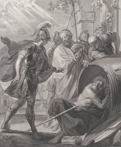 Diogenes Sinopelaisen ja Aleksanteri Suuren tapaaminen, 1784. tekijältä Quirin Mark