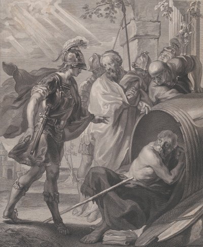 Diogenes Sinopelaisen ja Aleksanteri Suuren tapaaminen, 1784. tekijältä Quirin Mark