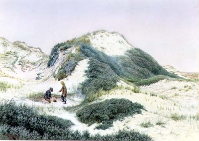 Hightownin hiekkakukkulien joukossa 1885 (akvarelli) tekijältä R.H. Rutherford