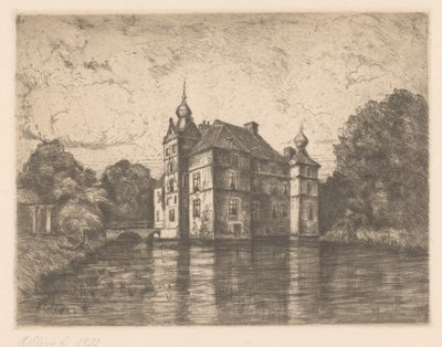 Castle De Cannenburgh (alkuperäinen nimi esineessä) tekijältä R. Cleve (signed by artist)