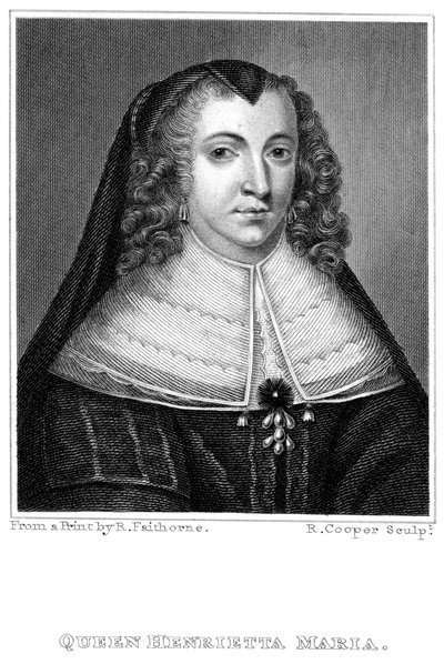 Henrietta Maria 1609-1669. kuningas Kaarle I:n kuningatar puoliso 1600-1649, 1800-luku. tekijältä R. Cooper