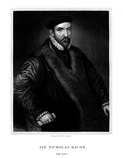 Sir Nicholas Bacon, englantilainen poliitikko, 1826. tekijältä R. Cooper