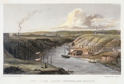 The Wear Sunderlandin rautasillan yläpuolella, n. 1829. tekijältä R Francis