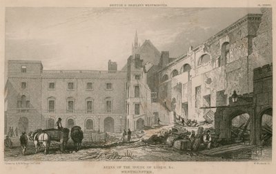 House of Lordsin rauniot, Westminster tekijältä R. W. Billings