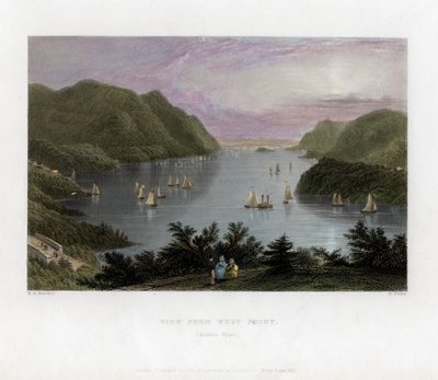 Hudson-joki nähtynä West Pointista, USA, 1837. tekijältä R. Wallis