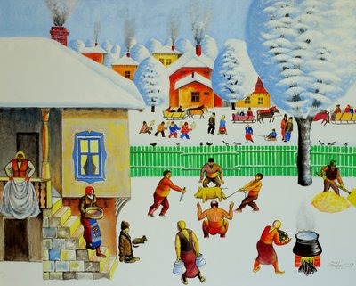 Joulukuusella, 2006 (öljy kankaalle) tekijältä Radi Nedelchev