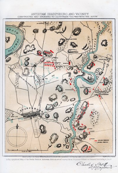 Kartta Antietam, Sharpsburg and Vicinity, Maryland, 1862 1862-1867. tekijältä Rae Smith
