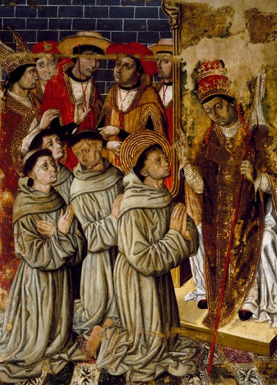 Ihmeiden kierto, yksityiskohta San Bernardinon alttaritaulusta, Joan Figuera ja Tomas Rafael (toimii 1500-luvun jälkipuoliskolla), tempera paneelissa, 399x253 cm. Yksityiskohta. tekijältä Rafael & Figuera Joan (active c.1454 1477) Tomas