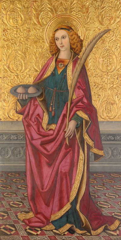 Pyhä Agatha, noin 1500 (öljy ja kulta paneelille). tekijältä Rafael Vergós