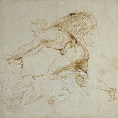 Hercules voitti leijonan (kynä ja ruskea muste valkoisella paperilla) tekijältä Raffaello Sanzio Raphael