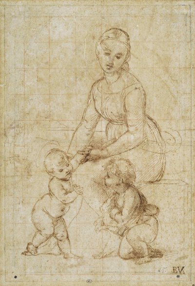 Tutkimus kauniille puutarhurille, noin 1506-1507. tekijältä Raffaello Sanzio Raphael