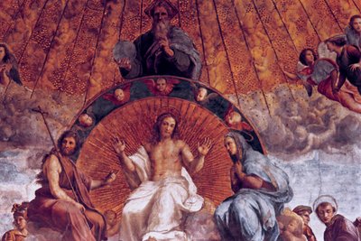 Kiista pyhästä sakramentista, yksityiskohta, 1508-1509 tekijältä Raffaello Sanzio Raphael