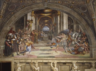 Heliodoruksen karkottaminen temppelistä, Stanza di Eliodoro, 1511-12 tekijältä Raffaello Sanzio Raphael