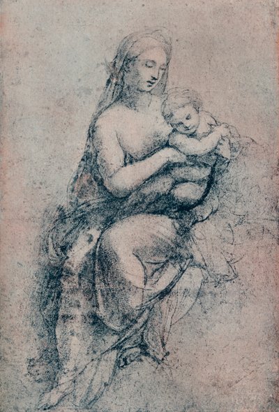 Neitsyt ja lapsi, tutkimus Madonna di Folignolle, n. 1511. 1903 tekijältä Raffaello Sanzio Raphael