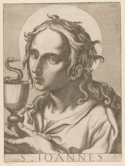 Johannes evankelista St. John (otsikko esineessä) Christ, Mary en de twaalf apostelen (sarjan nimi) The Sacred Apostol College (sarjan nimi) tekijältä Raffaello Schiaminossi