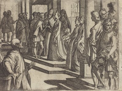 Itävallan Margaretan kihlautuminen Espanjan kuninkaalle Philip III:lle [verso] tekijältä Raffaello Schiaminossi