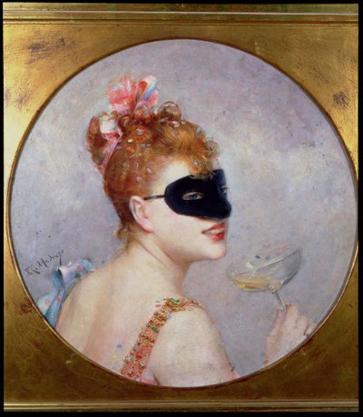 Nainen naamiolla (öljy kankaalle) tekijältä Raimundo de Madrazo y Garreta