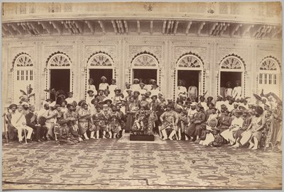 Scindian maharadža, aatelisia ja korkeita virkamiehiä, Gwalior tekijältä Raja Deen Dayal