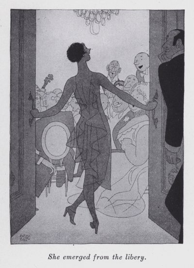 Kuvitus Anita Loosin (litho) kappaleeseen "Mutta herrat naimisiin brunettien kanssa" tekijältä Ralph Barton