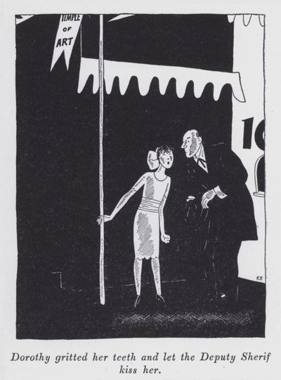 Kuvitus Anita Loosin (litho) kappaleeseen "Mutta herrat naimisiin brunettien kanssa" tekijältä Ralph Barton