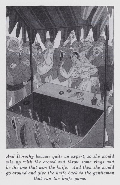 Kuvitus Anita Loosin (litho) kappaleeseen "Mutta herrat naimisiin brunettien kanssa" tekijältä Ralph Barton