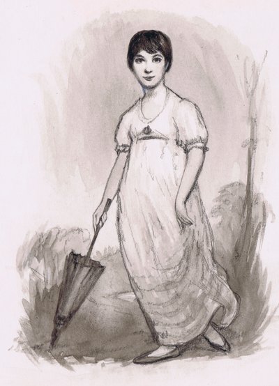 Nuori Jane Austen (lyijykynä ja akvarelli) tekijältä Ralph Bruce