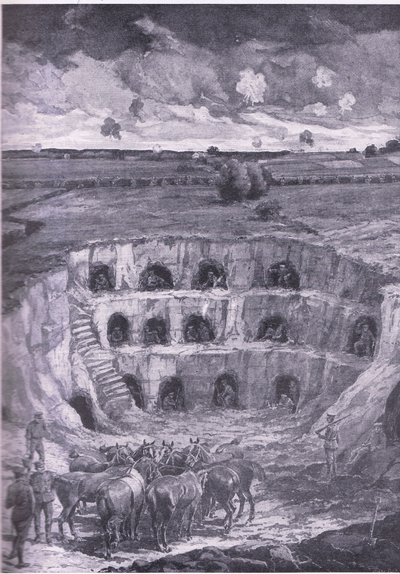 Nykyaikaiset luolan asukit, Waverley Book Co Limitedin julkaisemasta History of the Great War Vol. 3:sta, n. 1920. tekijältä Ralph Cleaver