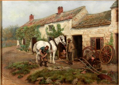 Smithy, Hexham Bridge End, 1885 tekijältä Ralph Hedley
