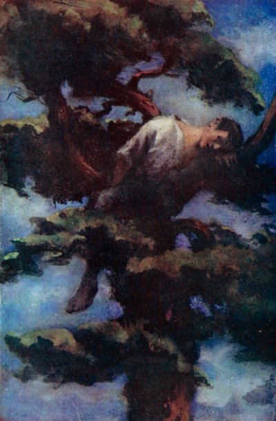 Kuvitus Robinson Crusoelle Daniel Defoe (väri litho) tekijältä Ralph Noel Pocock