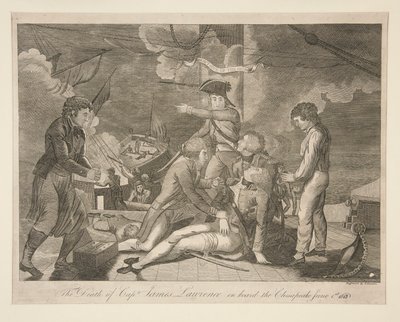 Kapteeni James Lawrencen kuolema Chesapeake-aluksella, 1. kesäkuuta 1813 tekijältä Ralph Rawdon