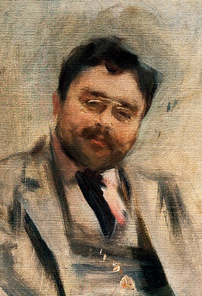 Muotokuva Isaac Albenizistä 34-vuotiaana, yksityiskohta (öljy kankaalle) tekijältä Ramon Casas i Carbo