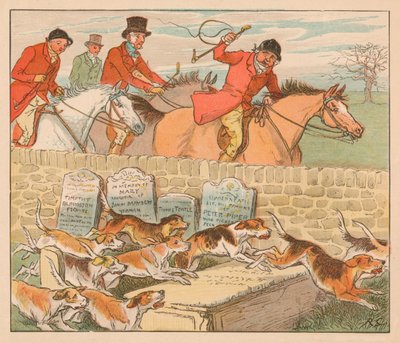 Kun koirat tulevat näkyviin, c1883. tekijältä Randolph Caldecott