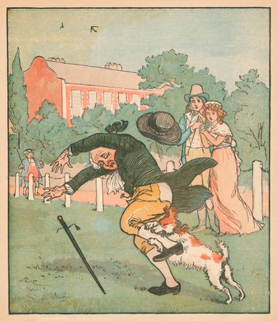 Islingtonin hyvä mies purrut koiran, v. 1879. tekijältä Randolph Caldecott