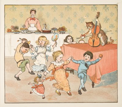 Hey, diddle, diddle, The Hey Diddle Diddle Picture Bookista, pub.1882 (värikaiverrus) tekijältä Randolph Caldecott