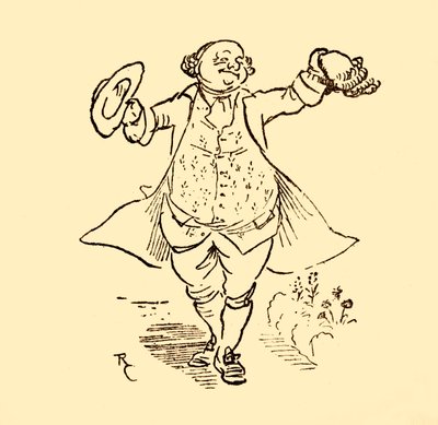 John Gilpinsin ystävä lainaa hänelle peruukin ja hatun, 1878, c1918. tekijältä Randolph Caldecott