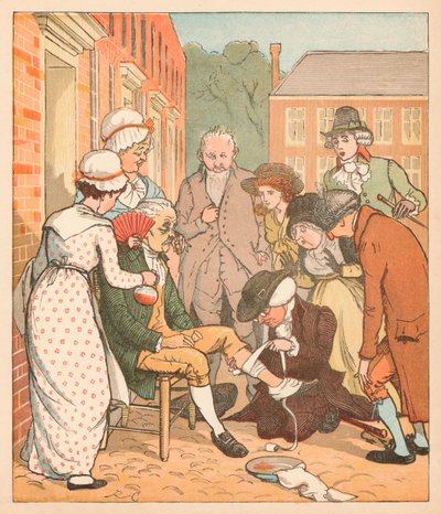 Naapurit pukemassa Islingtonsin hyvää miestä purevat, c1879. tekijältä Randolph Caldecott