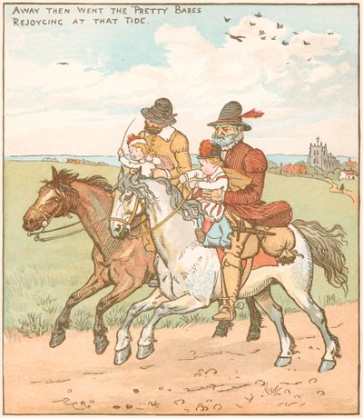 Kohtaus elokuvasta The Babes in the Wood, 1878 tekijältä Randolph Caldecott