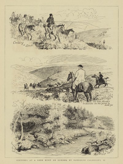 Luonnoksia Deer Huntissa Exmoorissa tekijältä Randolph Caldecott