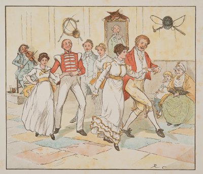 The Soldier and his Bride, The Hey Diddle Diddle Picture Book, pub.1882 (värikaiverrus) tekijältä Randolph Caldecott