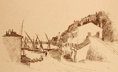 paikallinen ranskalainen kalastajakylä Etelä-Ranskassa c1884 tekijältä Randolph Caldecott