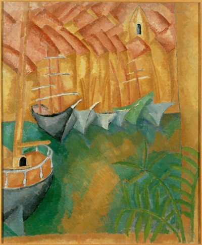 Bateaux a quai dans le port de Marseille (maalaus kankaalle) tekijältä Raoul Dufy